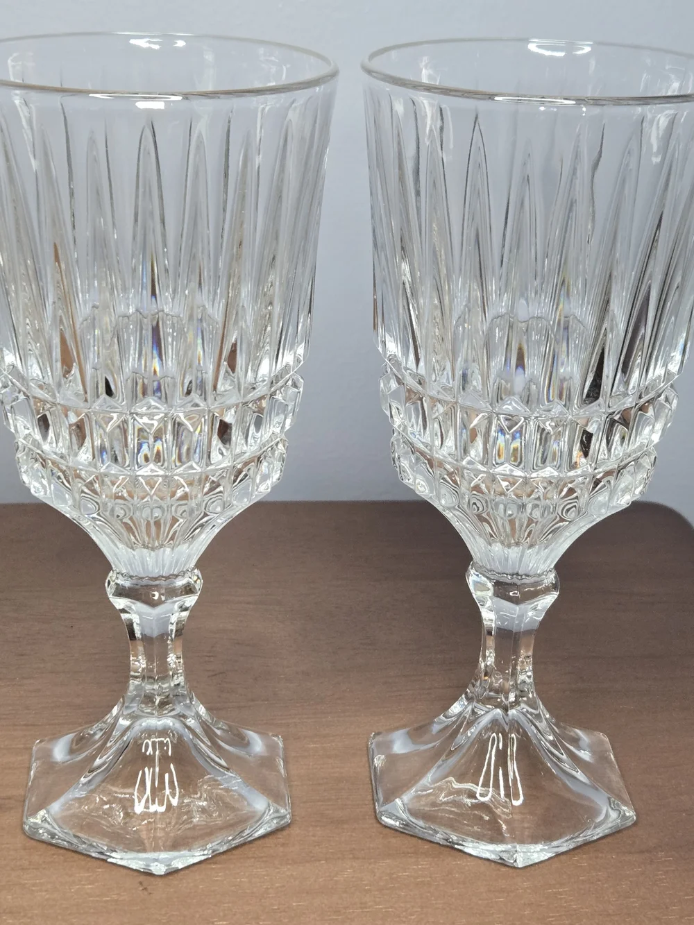 Set of 4 Vintage Fostoria Heritage Clear Crystal Wine Goblets Glasses
